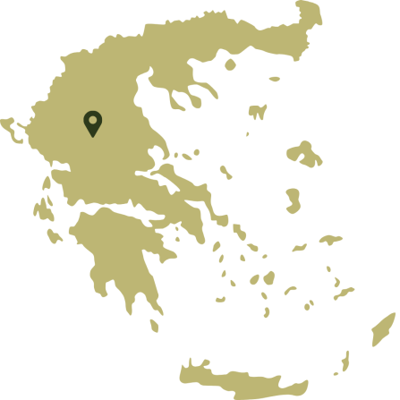 A map of Greece showing the case study location in the centre of the country. 