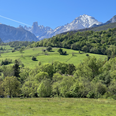 A beautiful, mountainous and green landscape.