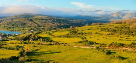 Landscape of Monta&ntilde;a Palentina study area within the Cantabrian Mountains, an emblematic mountain grazing area that supports pastoral livestock systems and rich biodiversity.