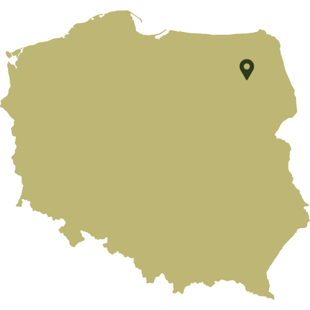 Map of Poland showing the case study area in the northeastern part of the counry. 